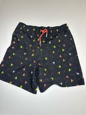 Boys  Black Swim Shorts with Neon Surf Print size 14-16